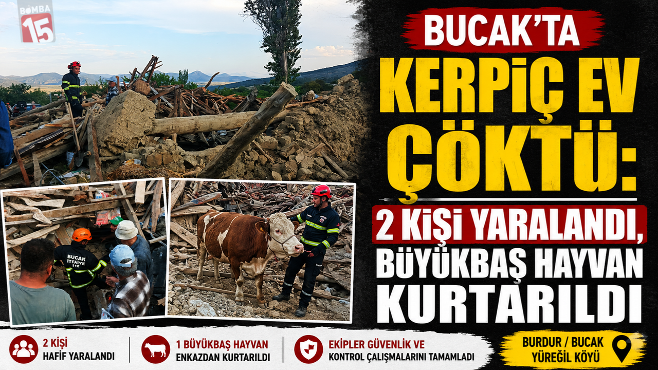 Bucak'ta Kerpiç Ev Çöktü: 2 Kişi Yaralandı, Büyükb