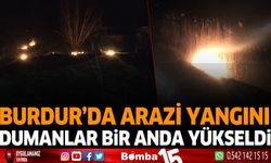 Burdur'da arazi yangını dumanlar bir anda yükseldi