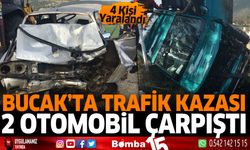 Bucak'ta trafik kazası 2 otomobil çarpıştı