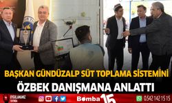 Başkan Gündüzalp süt toplama sistemini Özbek danışmana anlattı.