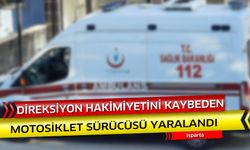 Direksiyon Hakimiyetini Kaybeden Motosiklet Sürücüsü Yaralandı