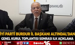 İYİ Parti Burdur İl Başkanı Yusuf Altındal'dan Genel Kurul Toplantısı Sonrası ilk açıklama