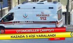 Otomobiller Çarpıştı 5 Kişi Yaralandı