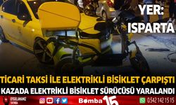 Ticari Taksi İle Elektrikli Bisiklet Çarpıştı Kazada Elektrikli Bisiklet Sürücüsü Yaralandı