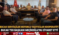 Bucak Servisçiler motorlu taşıyıcılar kooperatifi Bucak TSO Başkanı Meçikoğlu'nu ziyaret etti