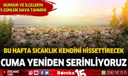 Burdur'da sıcaklar bu hafta kendini hissettirecek... Cuma serinliyoruz...