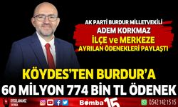 Burdur'a KÖYDES projesinden 64 milyon 774 bin tl ödenek ayrıldı