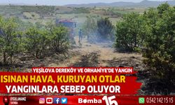 Burdur Yeşilova Dereköy ve Orhaniye'de yeşillik alanlarda yangın