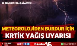 Meteorolojiden Burdur ve çevresi için yağış uyarısı