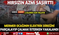 Elektrik direğini çalmaya çalışan hırsızın azmi şaşırttı