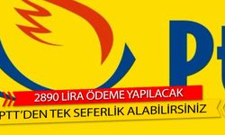 2890 lira ödeme yapılacak Sizde PTT'den tek seferlik alabilirsiniz