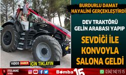 Hayalimdi dediği dev traktör ve sevdiği kızla şehirde düğün konvoyu yaptı