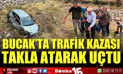 Bucak'ta otomobil takla atarak uçtu