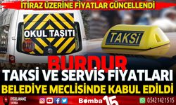 Burdur'un güncel taksi ve servis ücret tarifesi