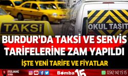 Burdur'da taksi ve servis taşıma ücretlerine zam yapıldı