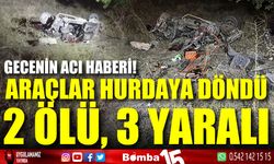 İki otomobilin çarpıştığı kazada araçlar hurdaya döndü