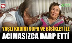 66 yaşındaki kadını sopa ve bisiklet ile acımasızca darp etti