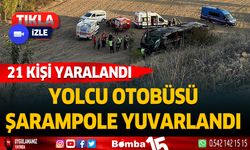 Afyonkarahisar karayolunda yolcu otobüsü şarampole yuvarlandı. 21 kişi yaralandı