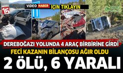 Dereboğazı Yolunda meydana gelen trafik kazasında 4 araç birbirine girdi