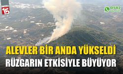 Alevler bir anda yükseldi, rüzgarın etkisiyle büyüyor