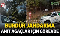 Burdur Jandarma anıt ağaçlar içinde görev başında