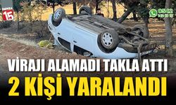 Virajı alamayan araç takla attı