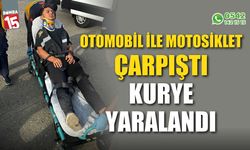 Otomobille motosiklet çarpıştı