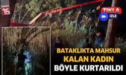 Antalya'da bataklığa saplanan kadın halatla kurtarıldı