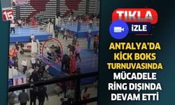 Antalya'da ringte başlayan kick boks karşılaşması dışarda devam etti