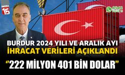 Burdur 2024 yılı ve Aralık ayı ihracat verileri açıklandı