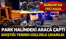 Burdur'da park halindeki araca çaptı