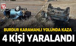 Burdur Karamanlı yolunda trafik kazası. 4 kişi yaralandı