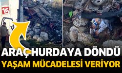 Antalya'da isnat duvarına çarpan araç tanınmayacak hale geldi