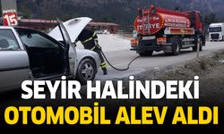 Burdur'da seyir halindeki otomobil alev aldı