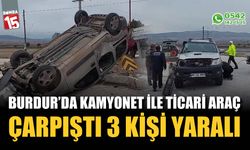 Kamyonet ile çarpışan hafif ticari araç takla attı