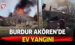 Burdur Akören Köyünde ev yangını