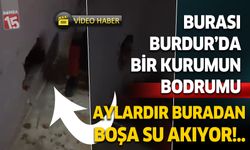Burdur'da bir kurumun bodrumunda aylardır bu su boşa akıyor