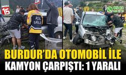 Isparta-Antalya karayolunda otomobil ile kamyon çarpıştı