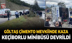 Isparta Göltaş Çimento mevkiinde Keçiborlu minibüsü kaza yaptı