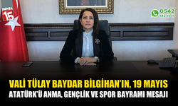 Vali Tülay Baydar Bilgihan'ın, 19 Mayıs Atatürk'ü Anma Gençlik ve Spor Bayramı Mesajı