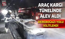 Kargı Tünelinde araç alevlere teslim oldu. Dereboğazı yolunda uzun kuyruklar oluştu