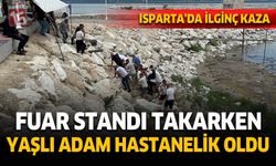 Isparta'da stant takmaya çalışan yaşlı adam hastanelik oldu