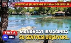 Manavgat Irmağında su seviyesi düşüyor. Manavgat Şelalesinde kayalar ve adacıklar ortaya çıkıyor