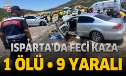 Isparta'nın Eğirdir ilçesinde trafik kazası. 1 ölü, 9 yaralı