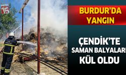 Burdur'da çıkan yangında saman balyaları kül oldu