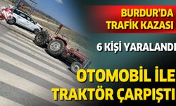 Burdur'da trafik kazası. Otomobil ile traktör çarpıştı.