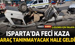 Isparta'da araç tanınmayacak hale geldi. 1'i ağır 3 yaralı