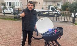 16 yaşındaki özel çocuk Bayram Efe müzik sevgisini bisikletine taşıdı