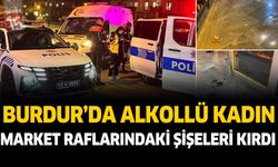 Burdur'da hareketli gece... Girdiği markette raftaki şişeleri kırdı