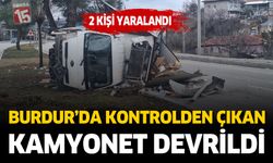 Burdur’da Kontrolden Çıkan Kamyonet Devrildi